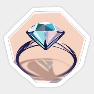 Geometric Diamond Engagement Ring Illustration No. 640 Sticker